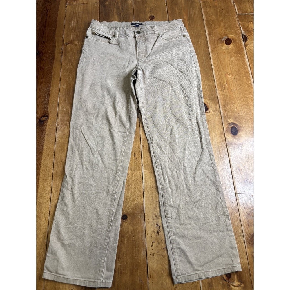 Chaps Womens Size 8 Khaki Cotton Blend Straight Leg Pants Stretch Casual Chinos